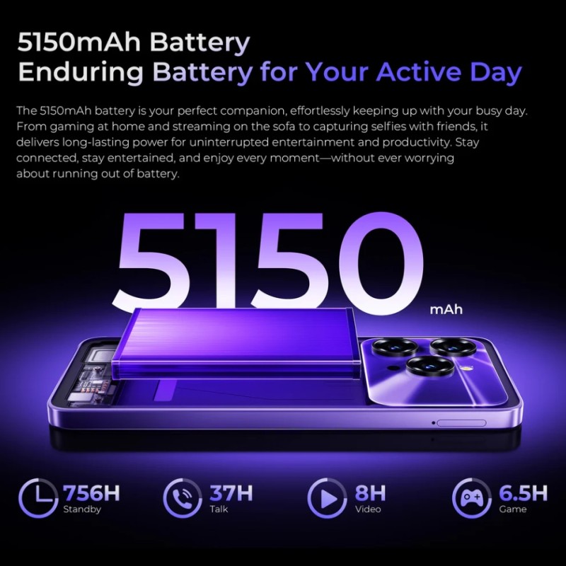 Смартфон Oukitel C6 5G 6.8" HD+ /8GB/256GB/ Dimensity 6300 /5150mAh/ 50+5Мп / Black Смартфон Oukitel C6 5G 6.8" HD+ /8GB/256GB/ Dimensity 6300 /5150mAh/ 50+5Мп / Black