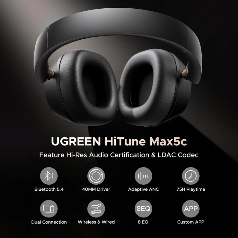 Навушники UGREEN HP203 HiTune Max5С Hybrid ANC Black Навушники UGREEN HP203 HiTune Max5С Hybrid ANC Black