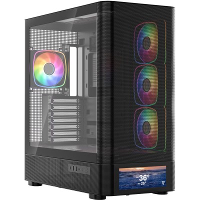 Корпус Modecom VOLCANO AQ500 ARGB MIDI FRONT LCD 6,2”, 4x120mm fans BLACK без БЖ ATX Корпус Modecom VOLCANO AQ500 ARGB MIDI FRONT LCD 6,2”, 4x120mm fans BLACK без БЖ ATX