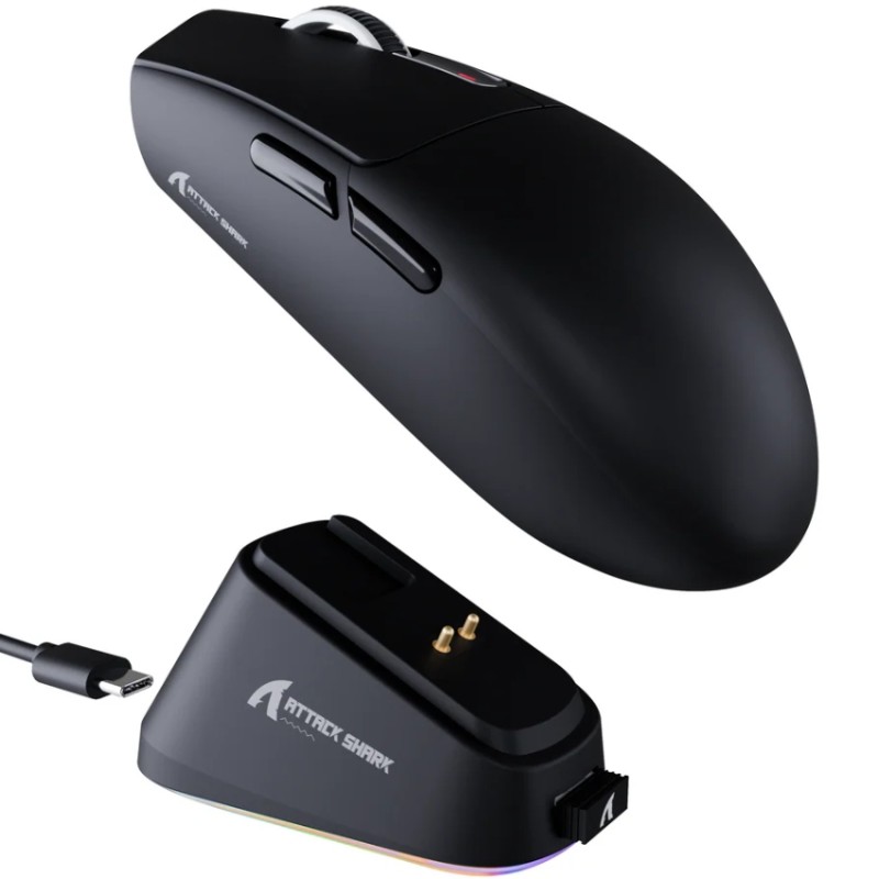 Мишка Attack Shark G3 PRO, Wireless/Bluetooth, 25000dpi. (PAW3311), 6кн., Black