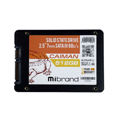 Накопичувач SSD Mibrand Caiman 512GB 2.5" 7mm SATAIII Bulk (MI2.5SSD/CA512GB)