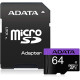 microSDXC (UHS-1) A-DATA Premier 64Gb Class 10 (R-100Mb/s)  (adapter SD)