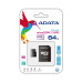 microSDXC (UHS-1) A-DATA Premier 64Gb Class 10 (R-100Mb/s) (adapter SD)