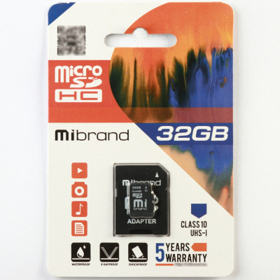 microSDHC (UHS-1) Mibrand 32Gb class 10 (adapter SD)