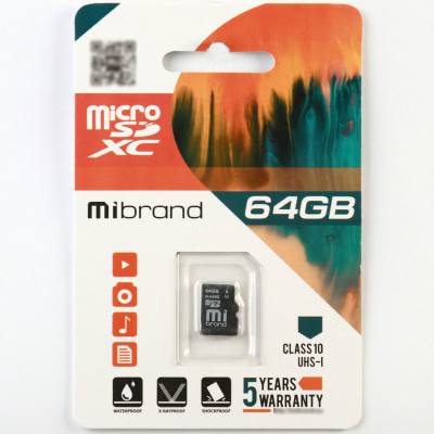 microSDXC (UHS-1) Mibrand 64Gb class 10