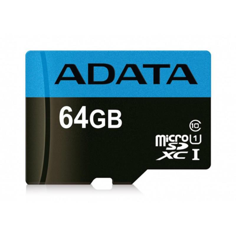 microSDXC (UHS-1) A-DATA Premier 64Gb Class 10 A1 (R-100Mb/s) (adapter SD)