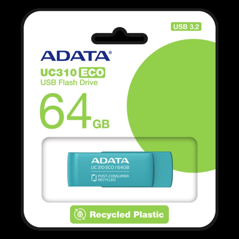 Flash A-DATA USB 3.2 UC310 Eco 64Gb Green