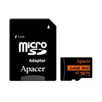 microSDXC (UHS-1 U3) Apacer A2 64Gb class 10 V30 (R100MB/s, W80MB/s) (adapter SD)