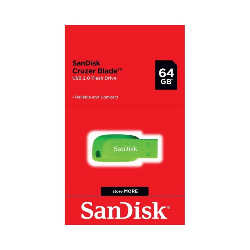 Flash SanDisk USB 2.0 Cruzer Blade 64Gb Green