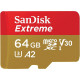 microSDXC (UHS-1 U3) SanDisk Extreme A2 64Gb class 10 V30 (R170MB/s, W80MB/s) (adapter SD)