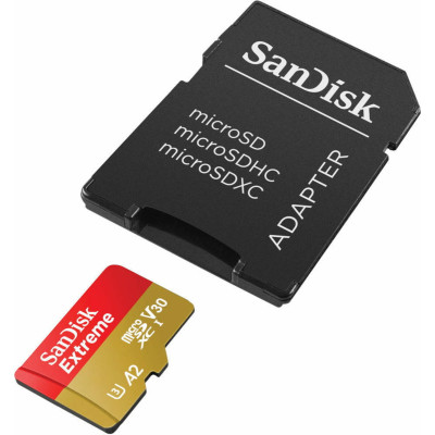 microSDXC (UHS-1 U3) SanDisk Extreme A2 256Gb class 10 V30 (R190MB/s,W130MB/s) (adapter SD)