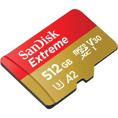 microSDXC (UHS-1 U3) SanDisk Extreme A2 512Gb class 10 V30 (R190MB/s,W130MB/s) (adapter SD)