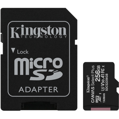 microSDXC (UHS-1) Kingston Canvas Select Plus 256Gb 10 А1 (R-100MB/s) (adapter SD)