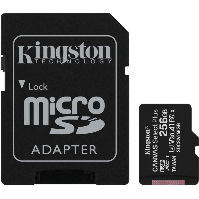microSDXC (UHS-1) Kingston Canvas Select Plus 256Gb 10 А1 (R-100MB/s) (adapter SD)