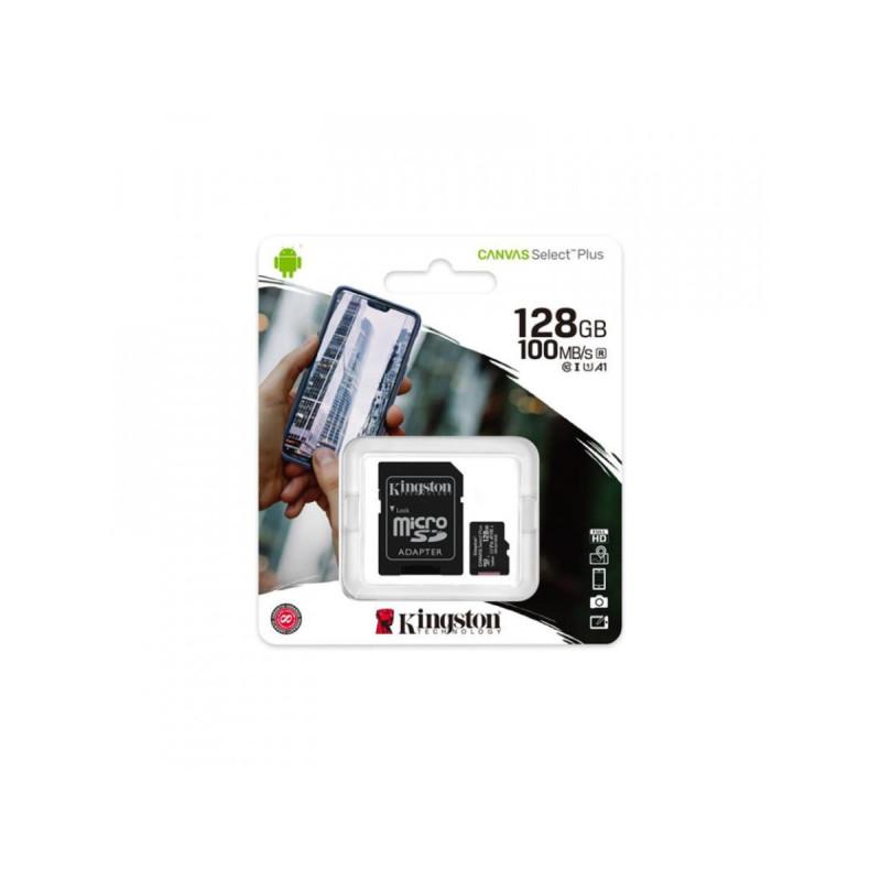microSDXC (UHS-1) Kingston Canvas Select Plus 128Gb 10 А1 (R-100MB/s) (adapter SD)