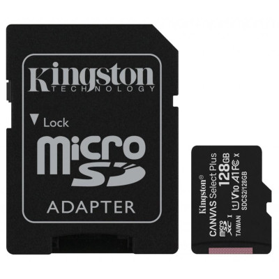 microSDXC (UHS-1) Kingston Canvas Select Plus 128Gb class 10 А1 (R-100MB/s) (adapter SD)