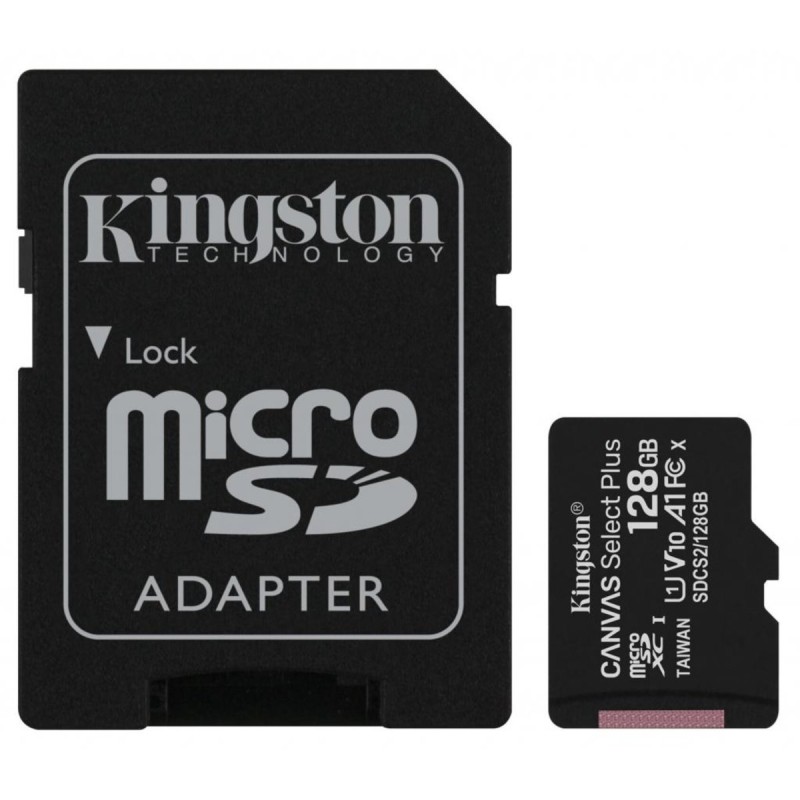 microSDXC (UHS-1) Kingston Canvas Select Plus 128Gb 10 А1 (R-100MB/s) (adapter SD)