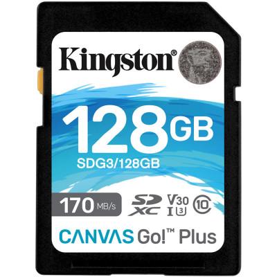 SDXC (UHS-1 U3) Kingston Canvas Go Plus 128Gb Class 10 V30 (R170MB/s, W90MB/s)