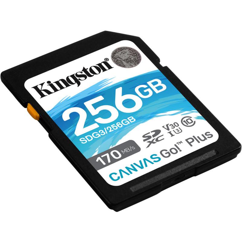 SDXC (UHS-1 U3) Kingston Canvas Go Plus 256Gb Class 10 V30 (R170MB/s, W90MB/s)
