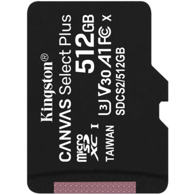 microSDXC (UHS-1) Kingston Canvas Select Plus 512Gb class 10 А1 (R-100MB/s)