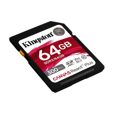 SDXC (UHS-II U3) Kingston Canvas React Plus 64Gb class 10 V90 (R-300MB/s)