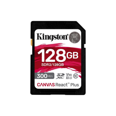 SDXC (UHS-II U3) Kingston Canvas React Plus 128Gb class 10 V90 (R-300MB/s)