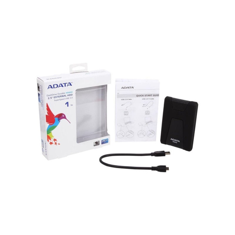 Зовнішній жорсткий диск PHD External 2.5'' ADATA USB 3.1 DashDrive Durable HD650 1TB Black (AHD650-1TU31-CBK)