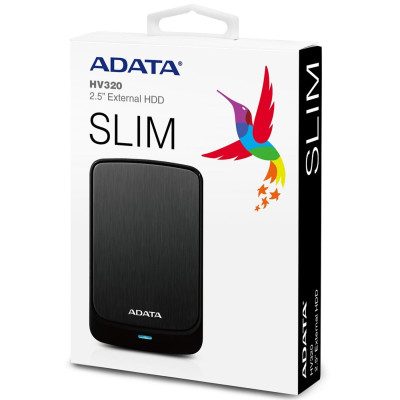 PHD External 2.5'' ADATA USB 3.2 Gen. 1 HV320 1TB Slim Black (AHV320-1TU31-CBK)