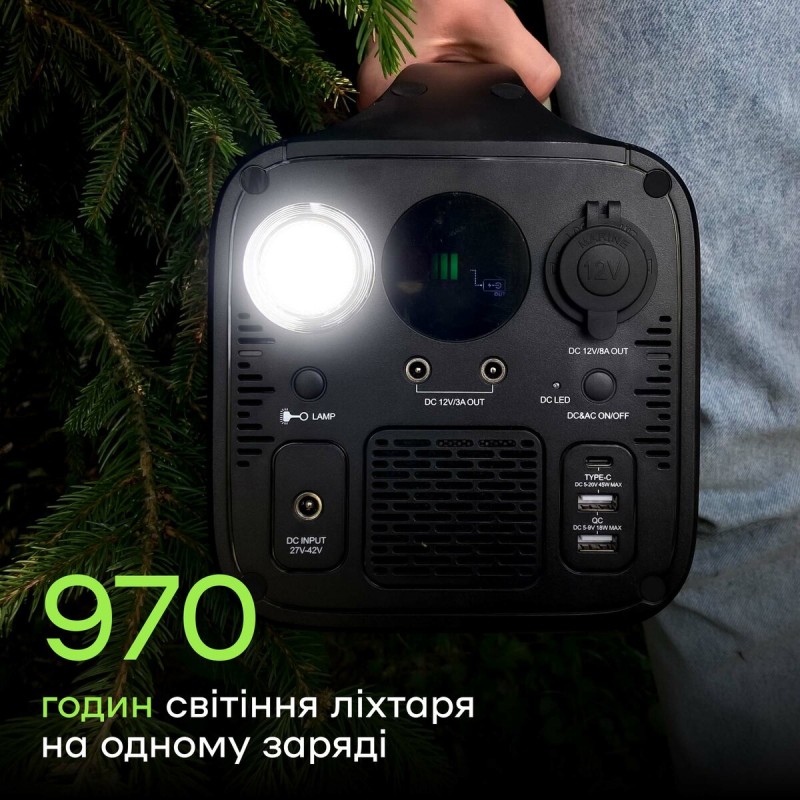 Портативна зарядна станція Junlee PS-1000 1000W 972Wh з портативною сонячною панеллю 150W 30V (PS-1000SP150W)