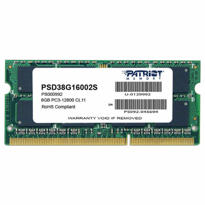 DDR3 Patriot 8GB 1600MHz CL11 SODIMM (PSD38G16002S)