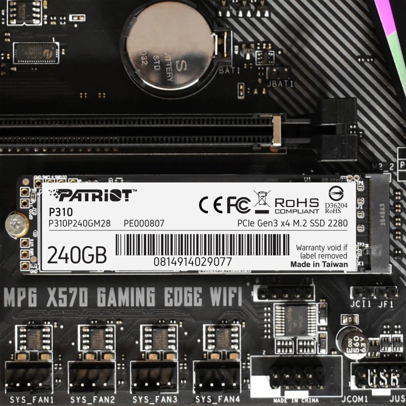 Накопичувач SSD M.2 Patriot P310 240GB NVMe 2280 PCIe 3.0 3D TLC (P310P240GM28)