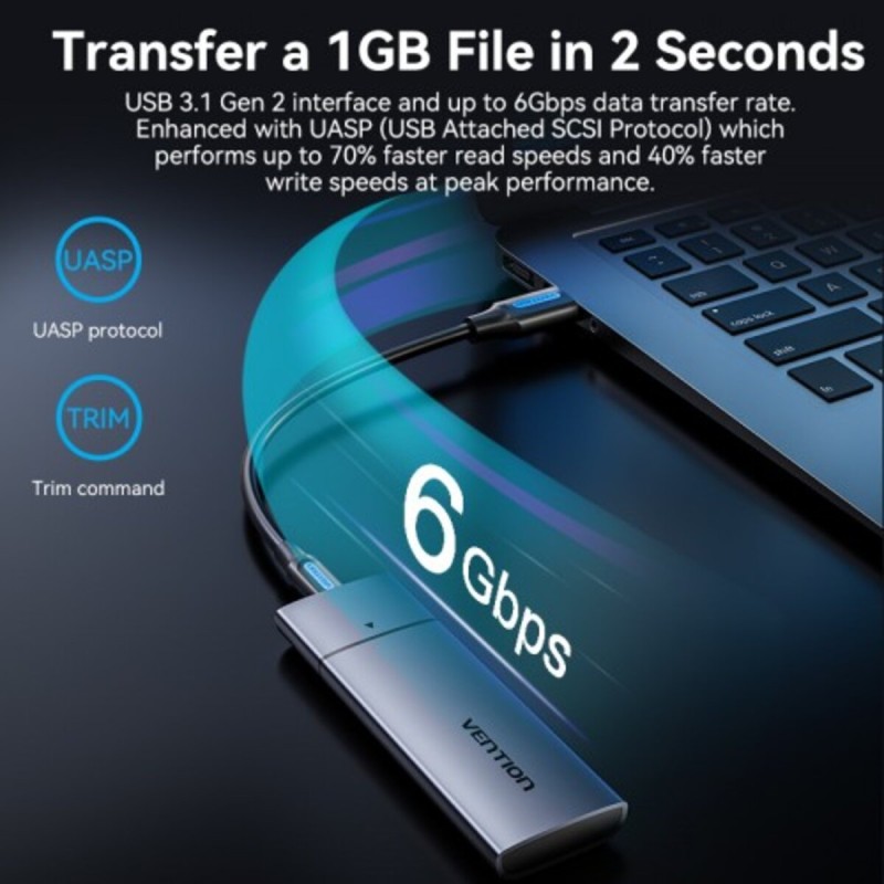 Зовнішній карман M.2 NGFF SSD Enclosure (USB 3.1 Gen 2-C) Gray Aluminum Alloy Type (KPFH0) (KPFH0)