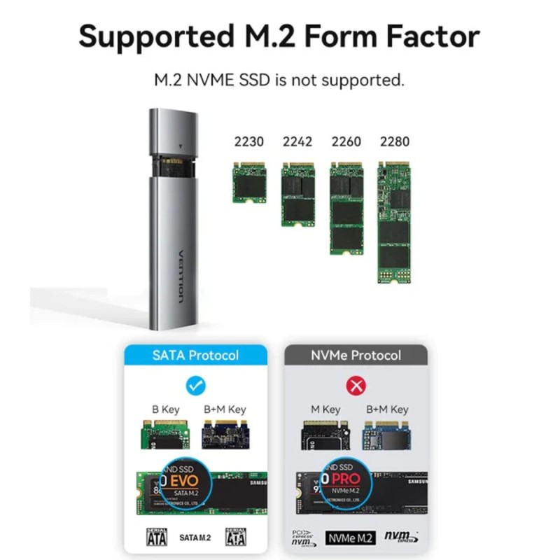 Зовнішній карман M.2 NGFF SSD Enclosure (USB 3.1 Gen 2-C) Gray Aluminum Alloy Type (KPFH0) (KPFH0)