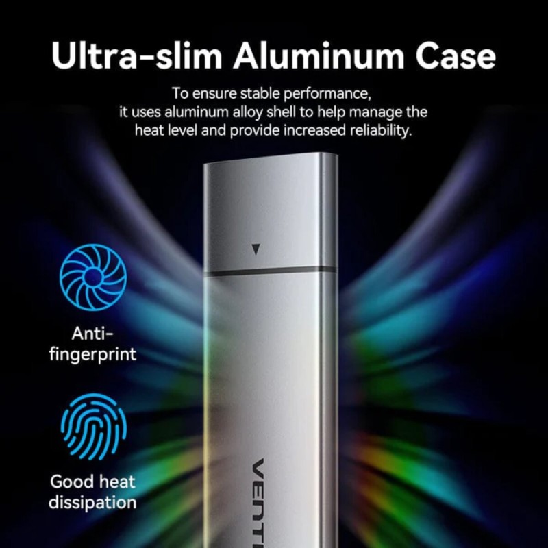Зовнішній карман M.2 NGFF SSD Enclosure (USB 3.1 Gen 2-C) Gray Aluminum Alloy Type (KPFH0) (KPFH0)
