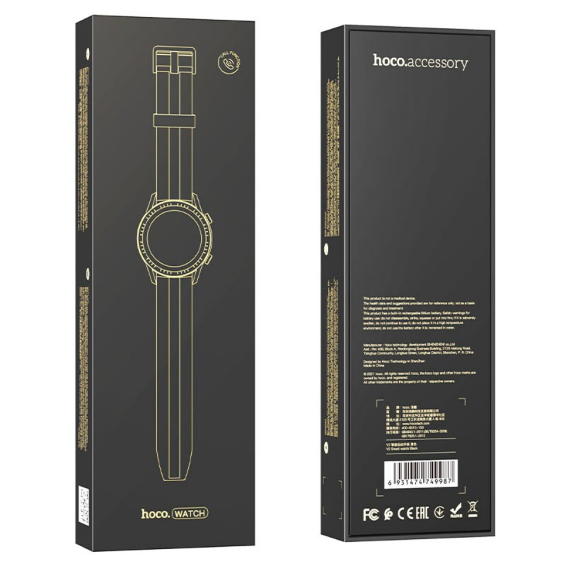 Смарт-годинник HOCO Y2 Pro Smart sports watch(Call Version) Black (6931474771063)