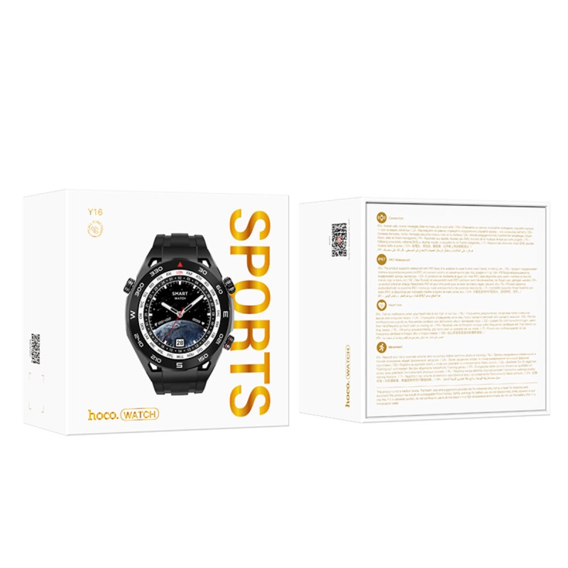 Смарт-годинник HOCO Y16 Smart sports watch(call version) Black (6942007603065) Смарт-годинник HOCO Y16 Smart sports watch(call version) Black (6942007603065)