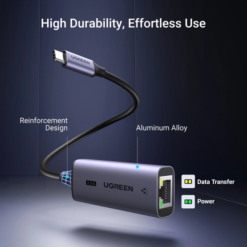 Переходник USB 3.0 Type-C на Ethernet (сетевой адаптер) Ugreen CM648 2.5 Гбит/с