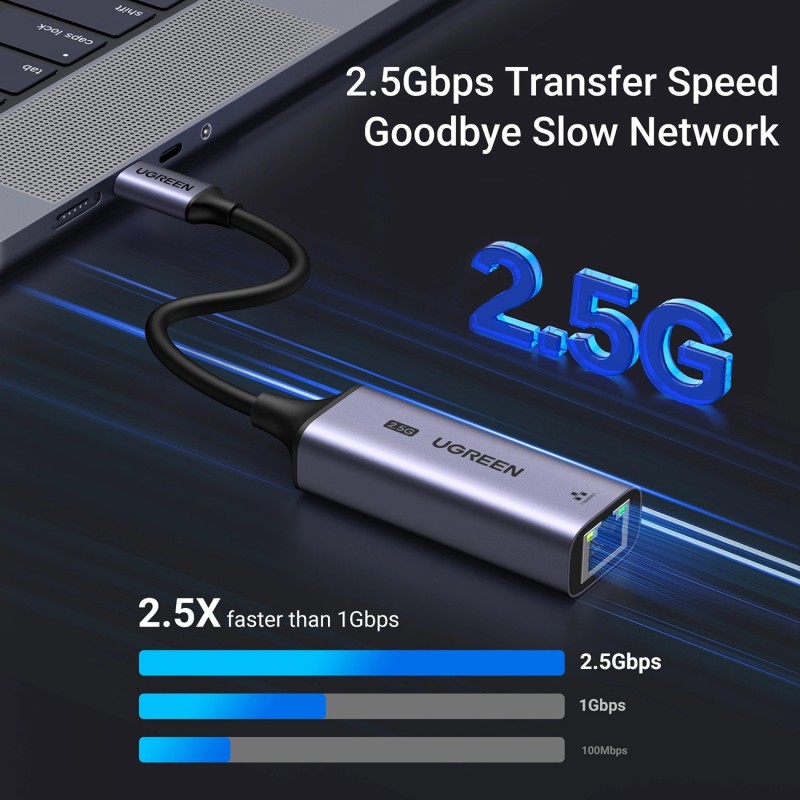 Переходник USB 3.0 Type-C на Ethernet (сетевой адаптер) Ugreen CM648 2.5 Гбит/с