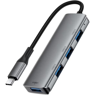 USB-хаб (USB-розгалужувач) Acefast J15 на 4 порти USB-A 3.0, 1 м, чорний