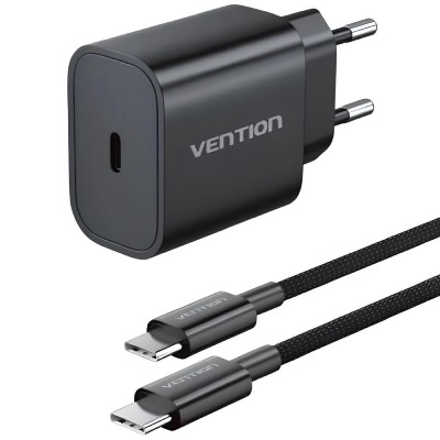 Зарядний пристрій (мережевий адаптер) Vention 20 Вт з кабелем USB-C Зарядний пристрій (мережевий адаптер) Vention 20 Вт з кабелем USB-C