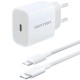 Мережевий зарядний пристрій (зарядка) Vention 1xUSB-C 20 Вт, білий