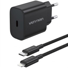 Мережевий зарядний пристрій (зарядка) Vention 20 Вт з кабелем USB-C—Lightning