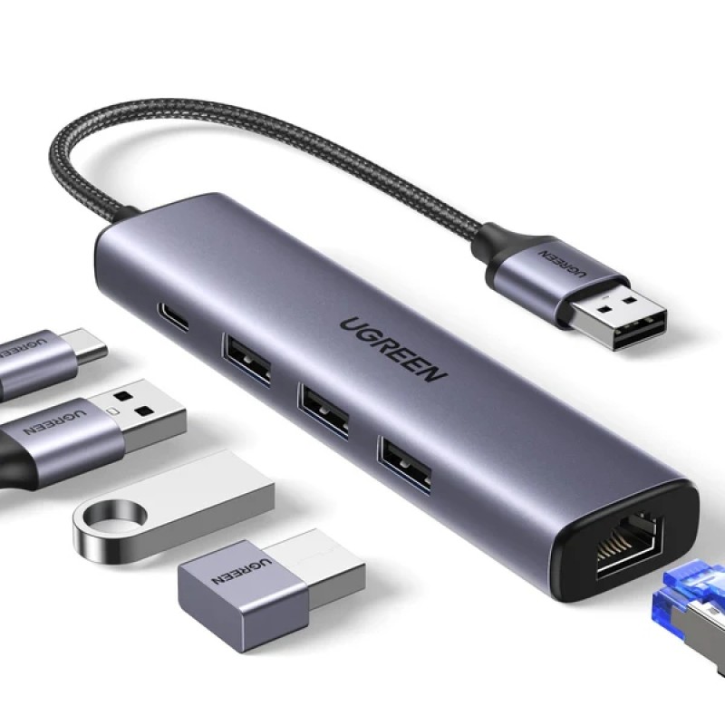 Док-станція (USB-концентратор) Ugreen CM475 5 в 1, Gigabit Ethernet