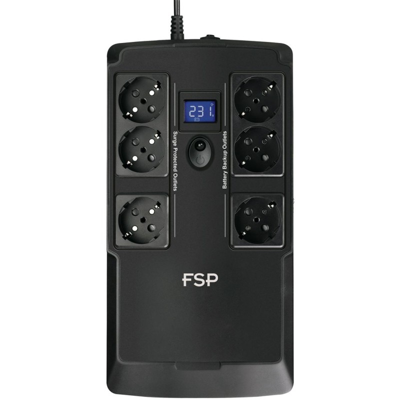 ДБЖ FSP NanoFit 800, 800ВА/480Вт, LCD, Schuko*6, USB +2хUSB для зарядки 5V/1A(Max.), AVR, RJ45 ДБЖ FSP NanoFit 800, 800ВА/480Вт, LCD, Schuko*6, USB +2хUSB для зарядки 5V/1A(Max.), AVR, RJ45