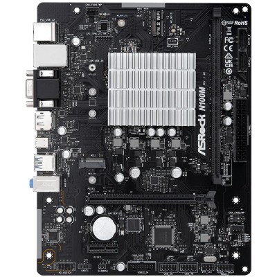 ASRock N100M (Quad-Core N100 3.4GHz, 1xDDR4 DIMM, VGA/HDMI/DP, 1*PCIe, 2xSATA, M.2, GLan, mATX) ASRock N100M (Quad-Core N100 3.4GHz, 1xDDR4 DIMM, VGA/HDMI/DP, 1*PCIe, 2xSATA, M.2, GLan, mATX)