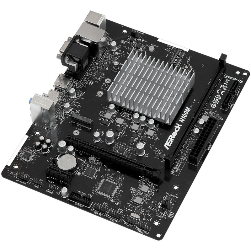 ASRock N100M (Quad-Core N100 3.4GHz, 1xDDR4 DIMM, VGA/HDMI/DP, 1*PCIe, 2xSATA, M.2, GLan, mATX) ASRock N100M (Quad-Core N100 3.4GHz, 1xDDR4 DIMM, VGA/HDMI/DP, 1*PCIe, 2xSATA, M.2, GLan, mATX)