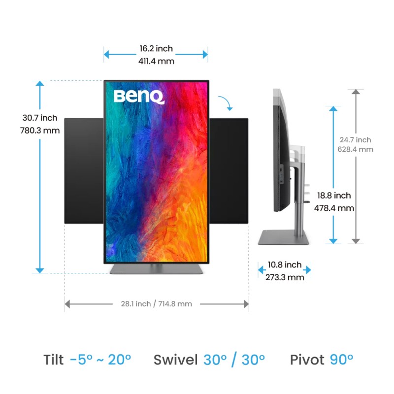 TFT 32" BenQ PD3225U, IPS, 4K, HDMI, DP, USB-C, USB hub, HAS, Pivot, темно-сірий TFT 32" BenQ PD3225U, IPS, 4K, HDMI, DP, USB-C, USB hub, HAS, Pivot, темно-сірий