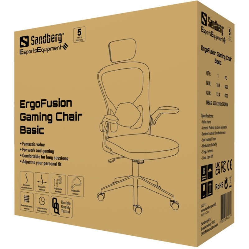 Ігрове крісло (комп’ютерне крісло) Sandberg ErgoFusion Gaming Chair Basic чорне