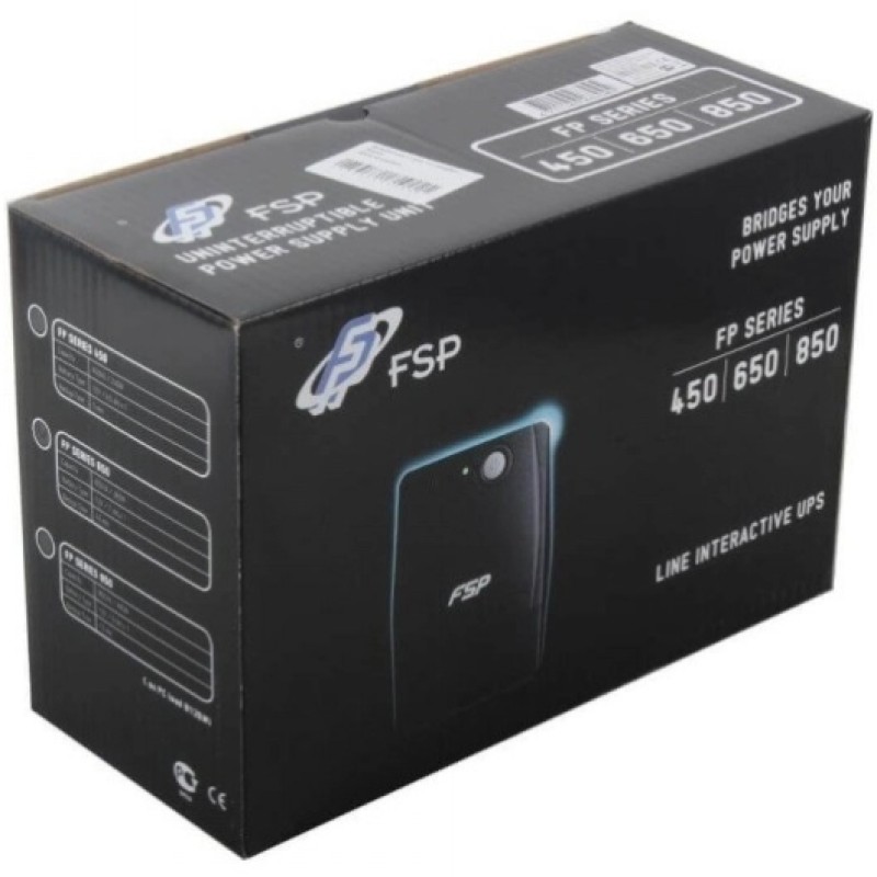 ДБЖ FSP FP850, 850ВА/480Вт, Lin-Int, USB/RJ45, Schuko*2, AVR, Black ДБЖ FSP FP850, 850ВА/480Вт, Lin-Int, USB/RJ45, Schuko*2, AVR, Black