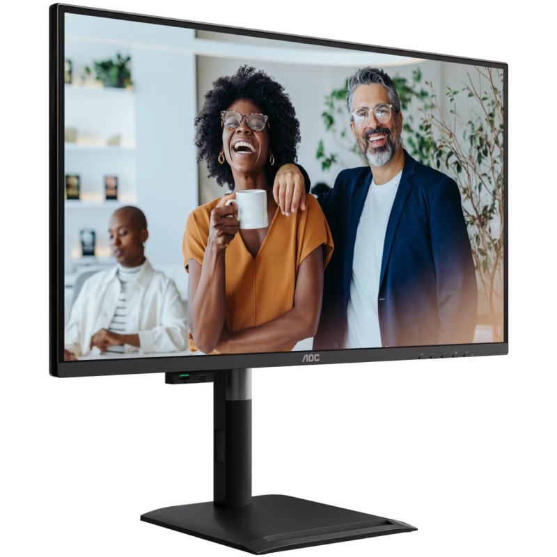 TFT 27" AOC Q27P4CV, QHD, IPS, 120Hz, HDMI, DP, USB-C, RJ-45, USB-hub, HAS, Pivot, колонки, чорний